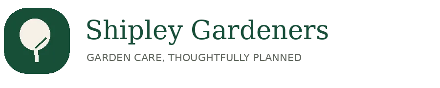 Shipley Gardeners logo with a white garden spade symbol